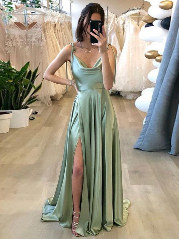 Spaghetti strap silk 2025 prom dress