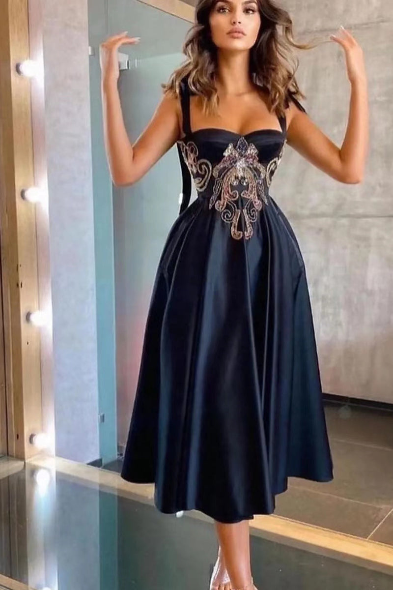 A-Line Evening Dress with Appliques - Gorgeous Straps-ballbellauk