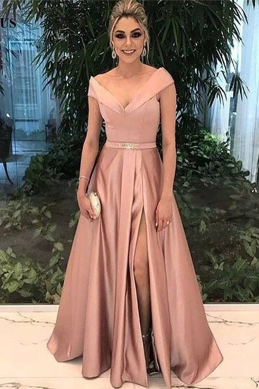 A-Line Off-the-Shoulder Sleeveless Long With Elegant Evening Dress-ballbellauk