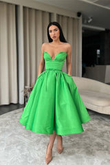 A-Line Sweetheart Green Evening Dress with Pockets-ballbellauk