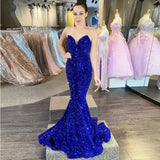 Amazing Long Mermaid Sequined Sleeveless Prom Dress-ballbellauk