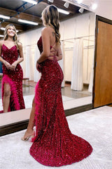 Amazing Mermaid Sequins Evening Dress with Feathers-ballbellauk