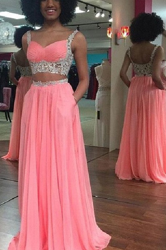 Amazing Sleeveless Two Piece Prom Dress Long With Lace-ballbellauk