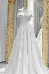 Amazing White Off-The-Shoulder Sweetheart Evening Dress A-Line With Lace-Up-ballbellauk