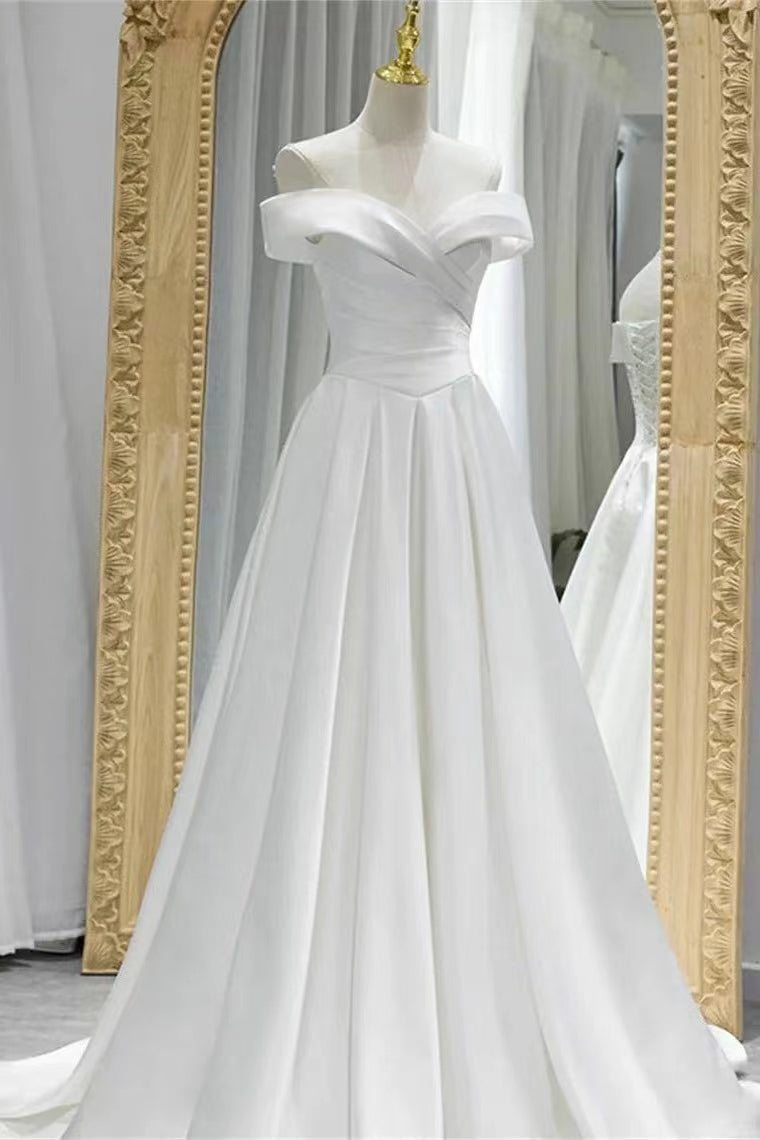 Amazing White Off-The-Shoulder Sweetheart Evening Dress A-Line With Lace-Up-ballbellauk