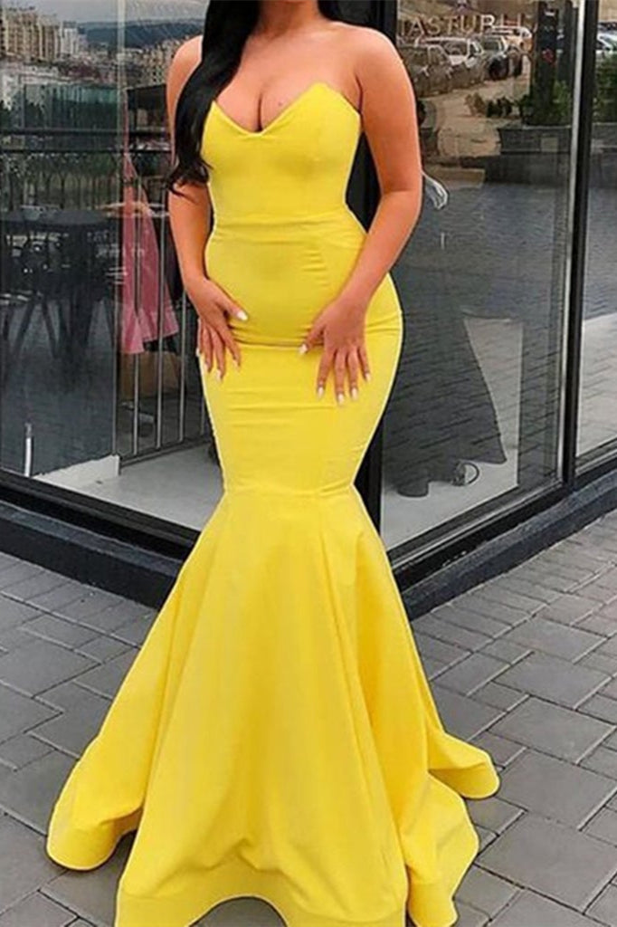 Amazing Yellow Sweetheart Mermaid Elegant Evening Dress-ballbellauk