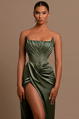 Attractive Green Sleeveless Mermaid Prom Dress UK with Split-ballbellauk