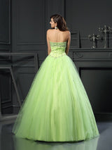 Ball Gown Halter Beading Sleeveless Long Satin Quinceanera Prom Dress-ballbellauk