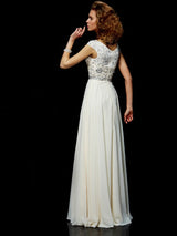 Ball Gown Short Sleeves Beading Long Evening Dress Chiffon-ballbellauk