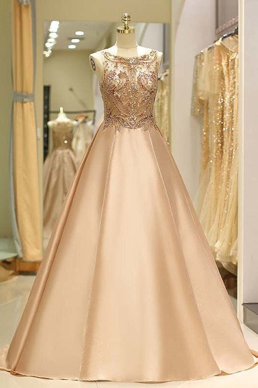 Ball Gown Sleeveless Bateau Beading Elegant Evening Dress-ballbellauk