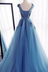 Ball Gown Sleeveless Jewel With Appliques Tulle Prom Dress-ballbellauk