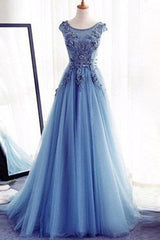 Ball Gown Sleeveless Jewel With Appliques Tulle Prom Dress-ballbellauk