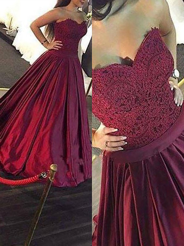 Ball Gown Sleeveless Sweetheart Lace Long Elegant Evening Dress-ballbellauk