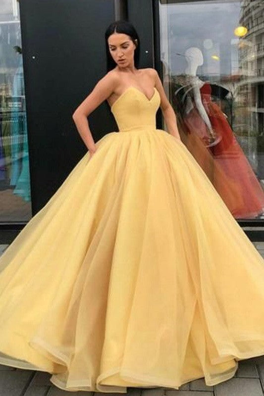 Ball Gown Sleeveless Sweetheart Organza Long Prom Dress-ballbellauk