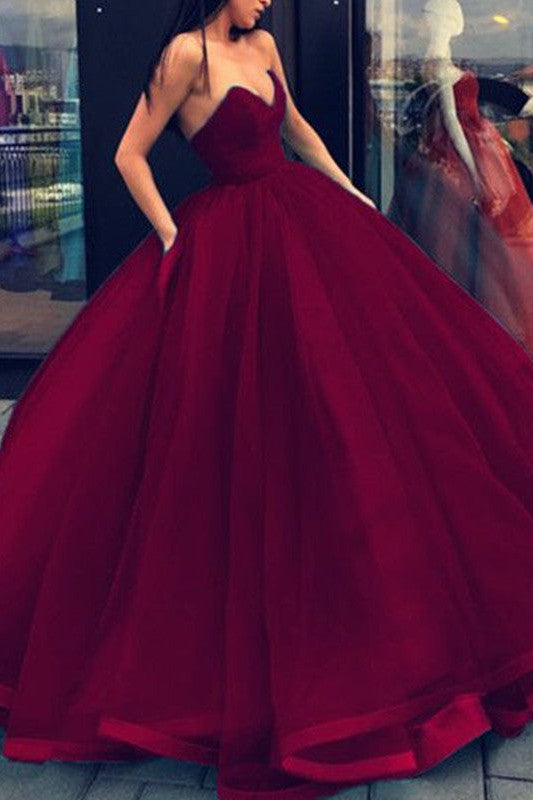 Ball Gown Sleeveless Sweetheart Organza Long Prom Dress-ballbellauk