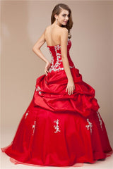 Ball Gown Sweetheart Beading Sleeveless Lace Long Taffeta Net Prom Dress-ballbellauk