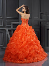 Ball Gown Sweetheart Beading Sleeveless Long Organza Quinceanera Prom Dress-ballbellauk