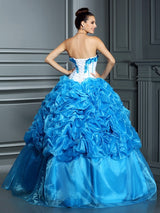 Ball Gown Sweetheart Ruffles Sleeveless Long Satin Quinceanera Prom Dress-ballbellauk