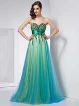 Ball Gown Sweetheart Sleeveless Ruffles Long Elastic Woven Elegant Evening Dress-ballbellauk