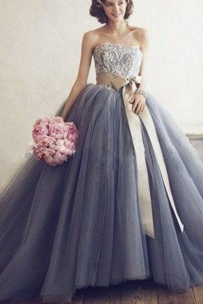 Ball Gown Sweetheart Sleeveless With Appliques Tulle Prom Dress-ballbellauk