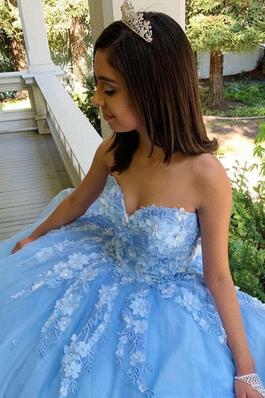 Ball Gown Tulle With Appliques Sweetheart Sleeveless Prom Dress-ballbellauk