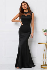 Beaded High Collar Mermaid Sleeveless Evening Dress - Black-ballbellauk