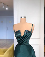 Beautiful Crystal Mermaid Evening Dress With Detachable Train Spaghetti-Straps-ballbellauk