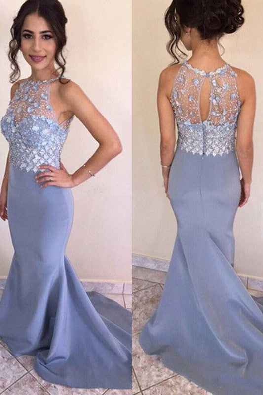 Beautiful Sleeveless Mermaid Jewel Crystal Elegant Evening Dress-ballbellauk