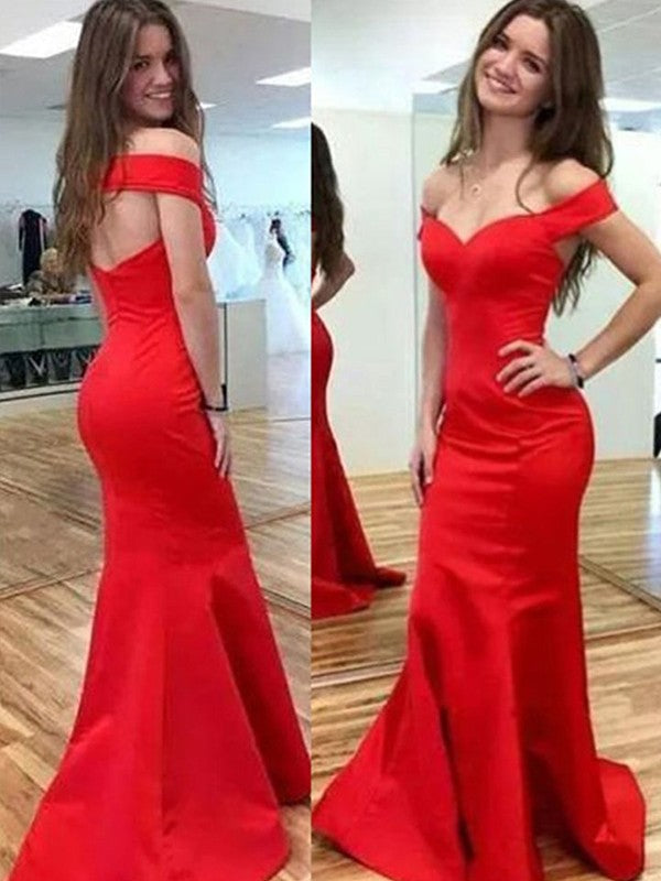 Beautiful Sleeveless Mermaid Off-the-Shoulder Long Prom Dress with Satin-ballbellauk