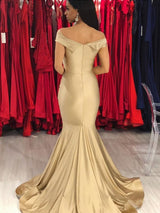 Beautiful Sleeveless Mermaid Off-the-Shoulder Ruffles Spandex Prom Dress-ballbellauk