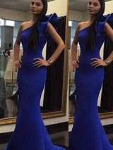 Beautiful Sleeveless Mermaid One-Shoulder Ruffles Elegant Evening Dress-ballbellauk