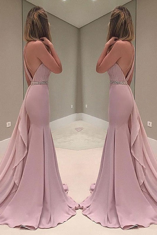 Beautiful Sleeveless Mermaid One-Shoulder Ruffles Prom Dress with Chiffon-ballbellauk