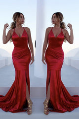 Beautiful Sleeveless Mermaid Ruffles Silk like Elegant Evening Dress-ballbellauk