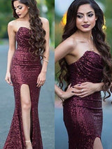 Beautiful Sleeveless Mermaid Ruffles Sweetheart Sequins Prom Dress-ballbellauk