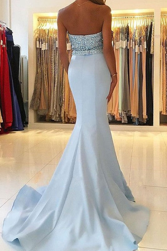 Beautiful Sleeveless Mermaid Sweetheart Beading Elegant Evening Dress-ballbellauk