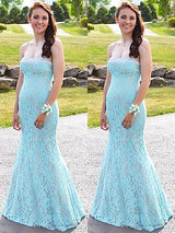 Beautiful Sleeveless Mermaid Sweetheart Lace Beading Long Prom Dress-ballbellauk