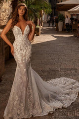 Beautiful sweetheart sleeveless mermaid lace Wedding Dresses-ballbellauk