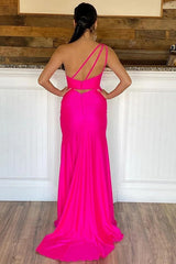 Beautiful Woven Satin Ruched One-Shoulder Sleeveless Prom Dress-ballbellauk