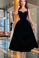 Black Sweetheart Prom Dress UK with Lace Spaghetti-Strap-ballbellauk