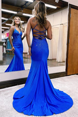 Blue Mermaid Evening Dress for Grad Party-ballbellauk