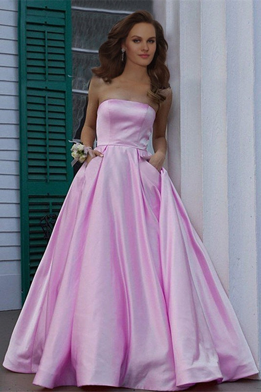 Burgundy Strapless Prom Dress UK With Pockets-ballbellauk