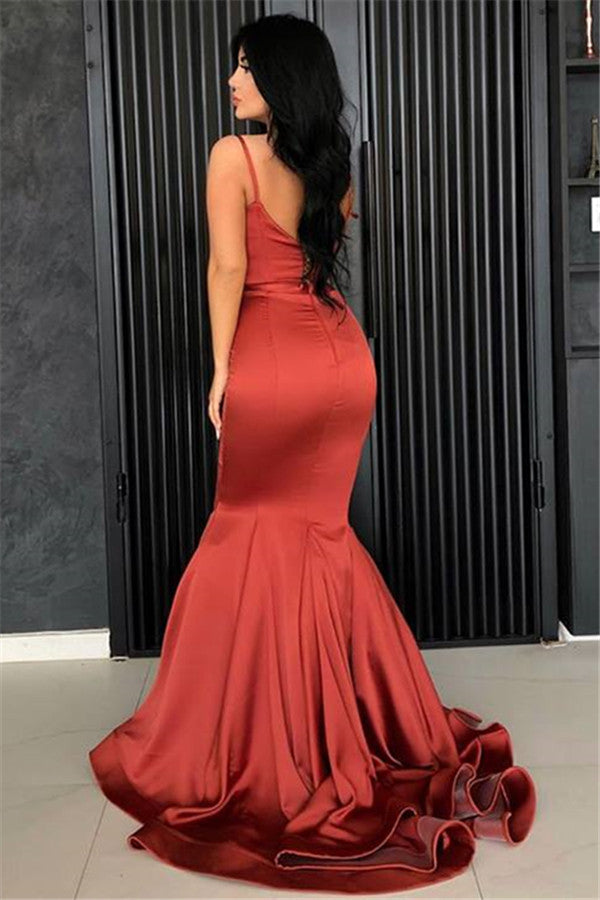 Burnt Orange Long Mermaid Prom Dress UK-ballbellauk