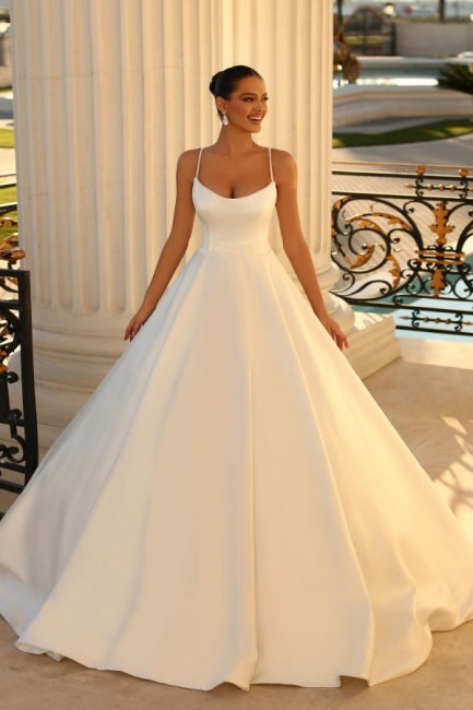 Charming Spaghetti-Straps Sleeveless Ball Gown Bridal Gowns On Sale-ballbellauk