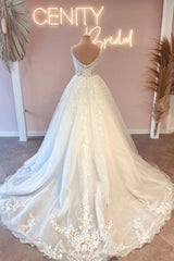 Charming Spaghetti-Straps Sleeveless Long Lace Bridal Gowns On Sale-ballbellauk