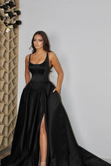 Charming Spaghetti-Straps Sleeveless Long Prom Dress With Front Split-ballbellauk