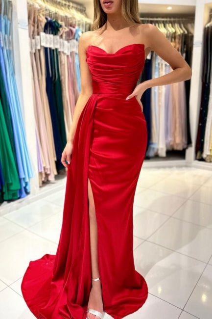 Charming Sweetheart Sleeveless Mermaid prom Dresses With Front Split-ballbellauk