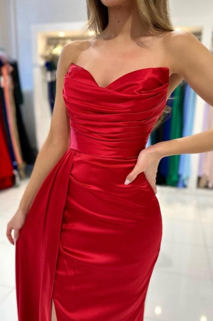 Charming Sweetheart Sleeveless Mermaid prom Dresses With Front Split-ballbellauk