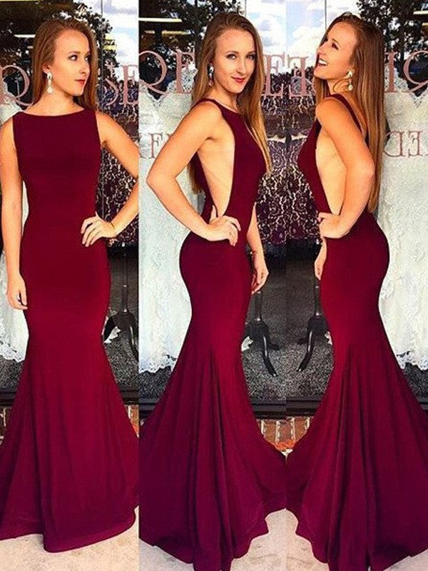 Chic Mermaid Bateau Sleeveless Spandex Prom Dress-ballbellauk