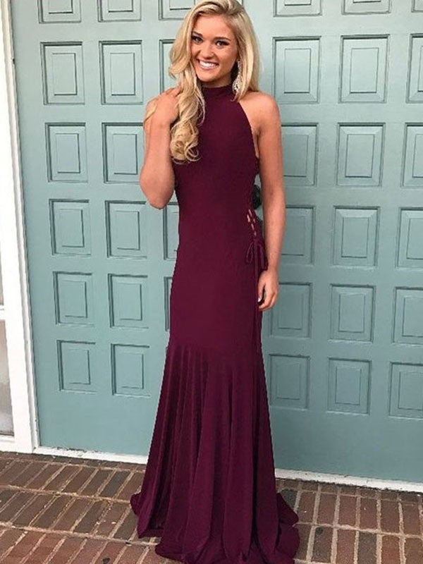 Chic Mermaid Halter Sleeveless Long Prom Dress Long Online-ballbellauk