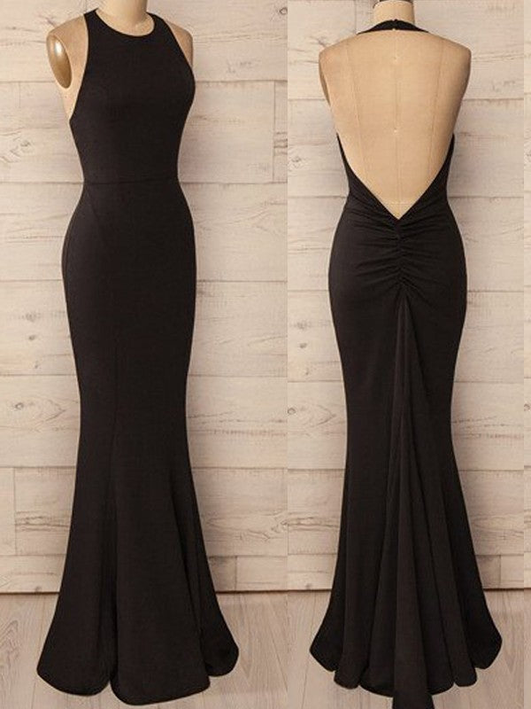 Chic Mermaid Halter Sleeveless Long Spandex Prom Dress-ballbellauk